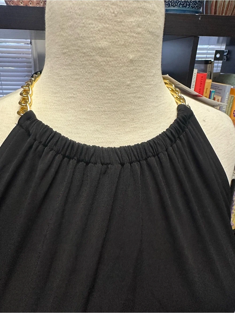 Michael Kors Black Halter Neck Chain-Detail Dress